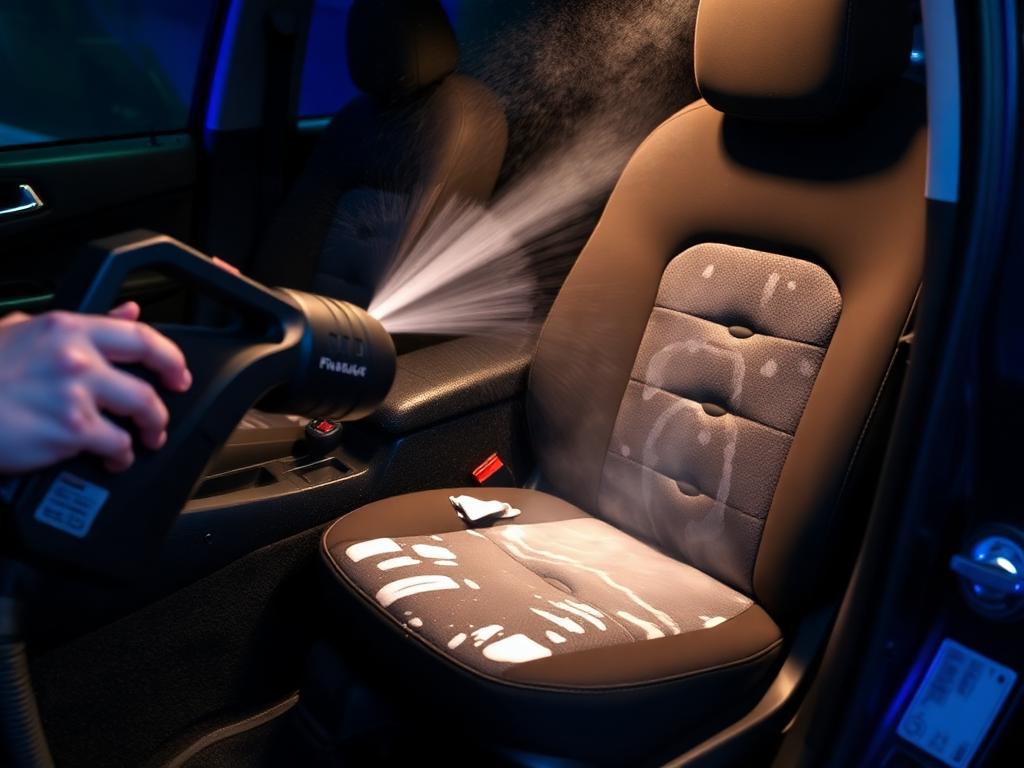 Car seat being cleaned